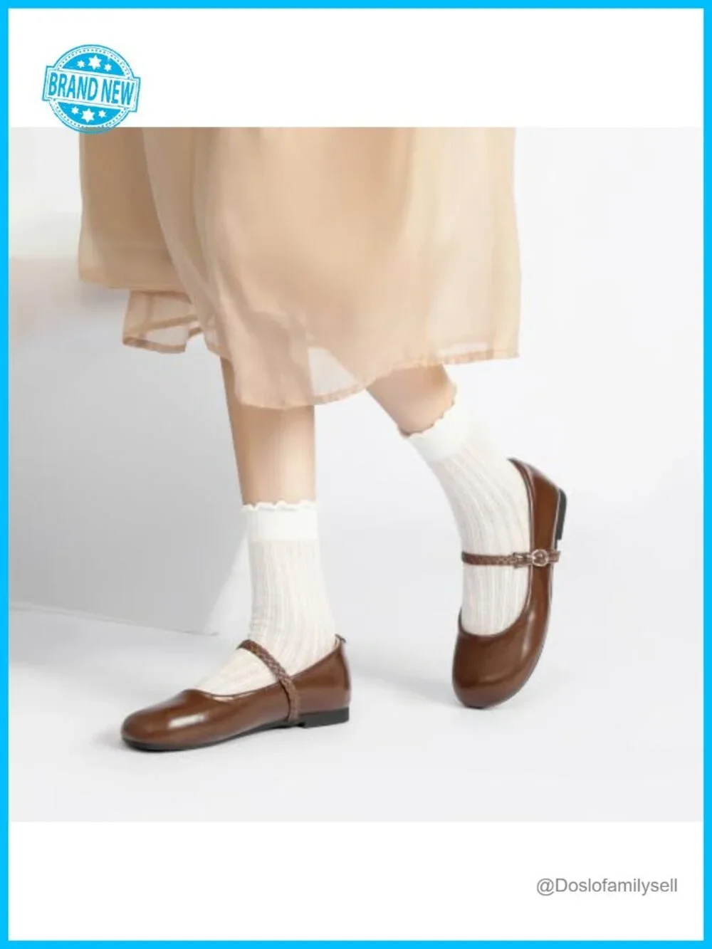 Mary Jane Flats Women Dress Ballet Shoes PU Adjustable Strap Work Casual